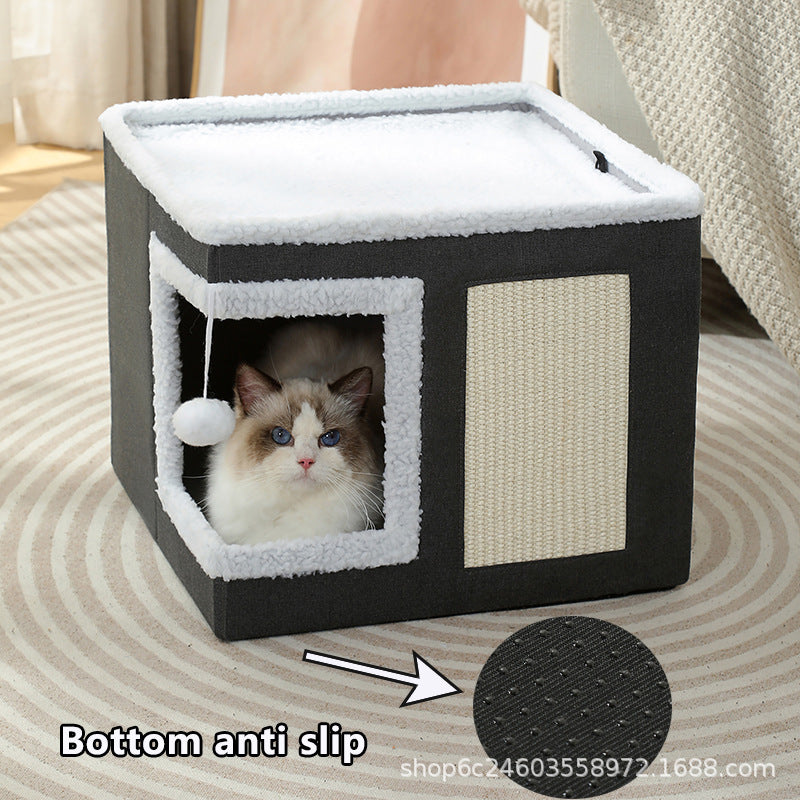 Double-layer cat bed portable and soft