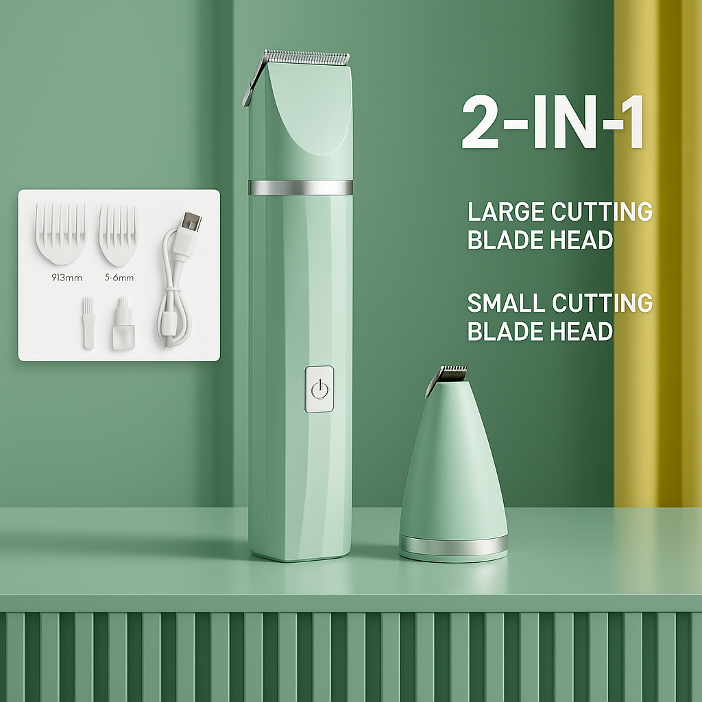 Safe pet grooming kit with detachable heads