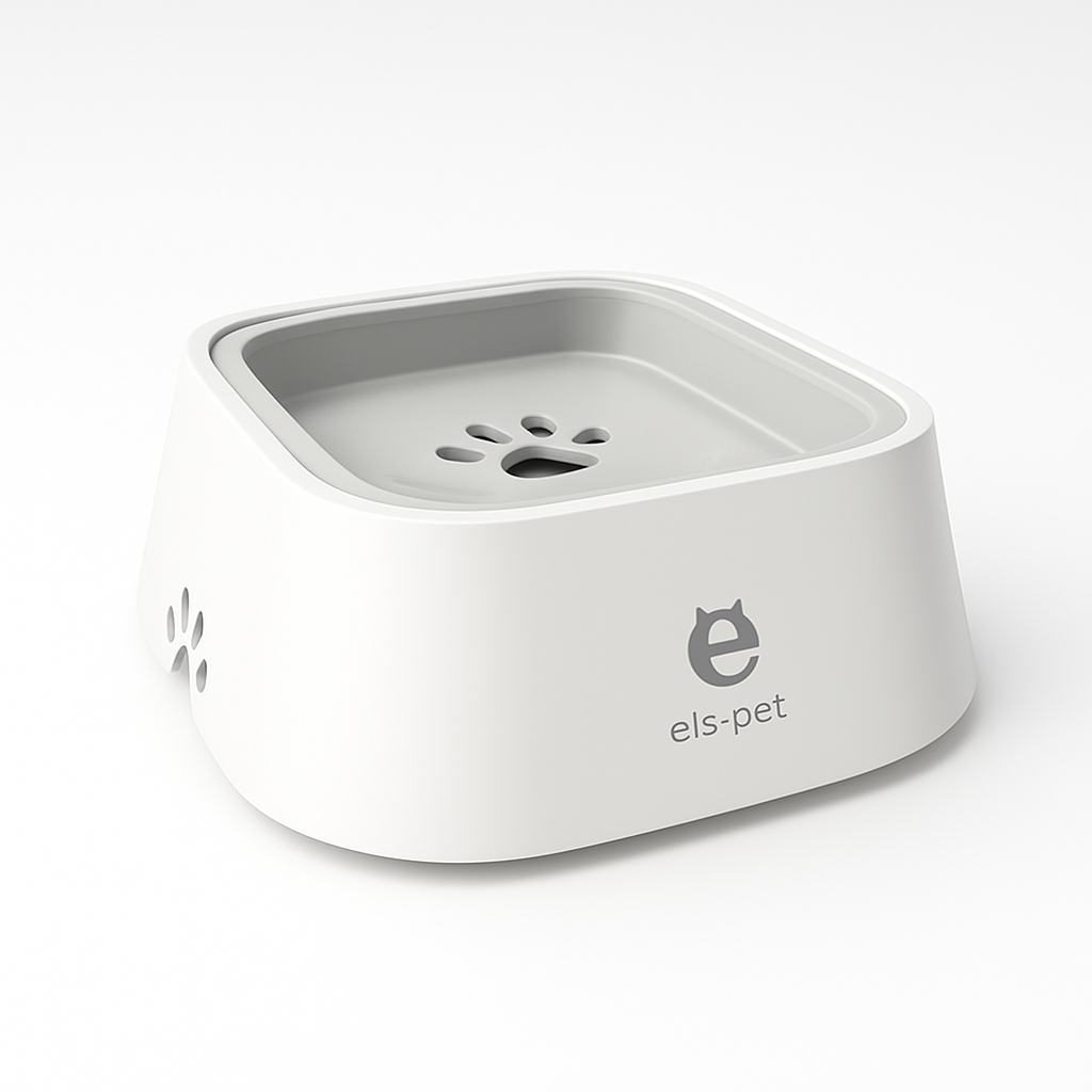 Close-up of spill-proof floating water bowl for pets