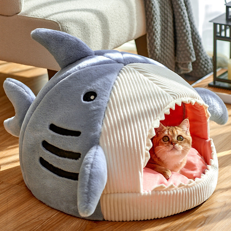 Shark pet bed for cats and dogs