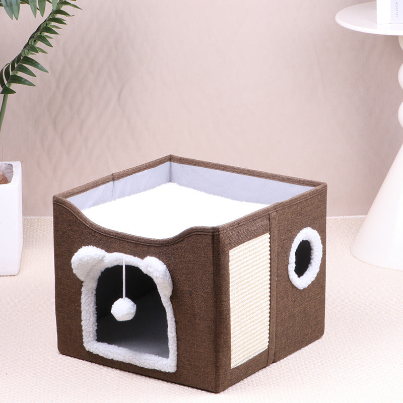 Double-layer cat bed portable and soft