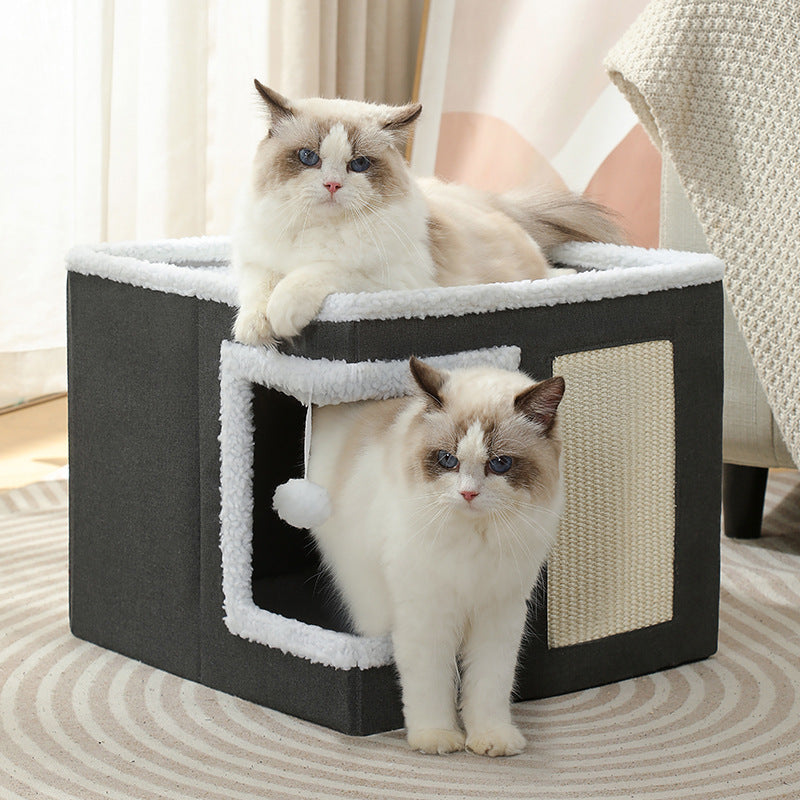 Foldable pet bed for cats and dogs