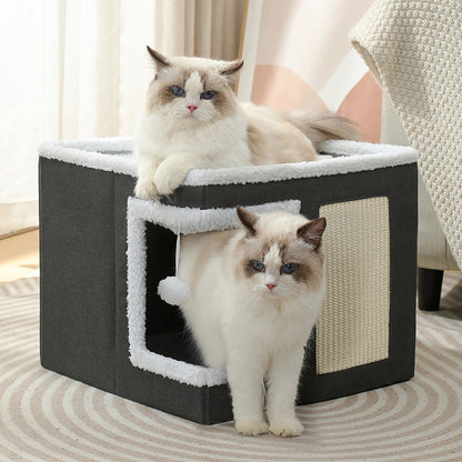Foldable pet bed for cats and dogs