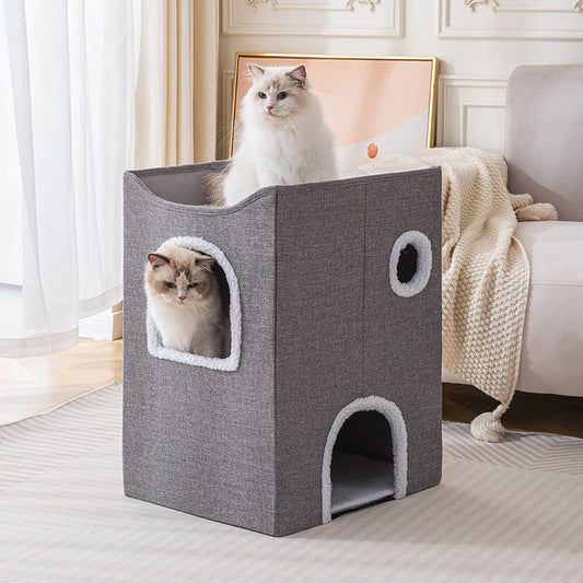 Foldable pet bed for cats and dogs