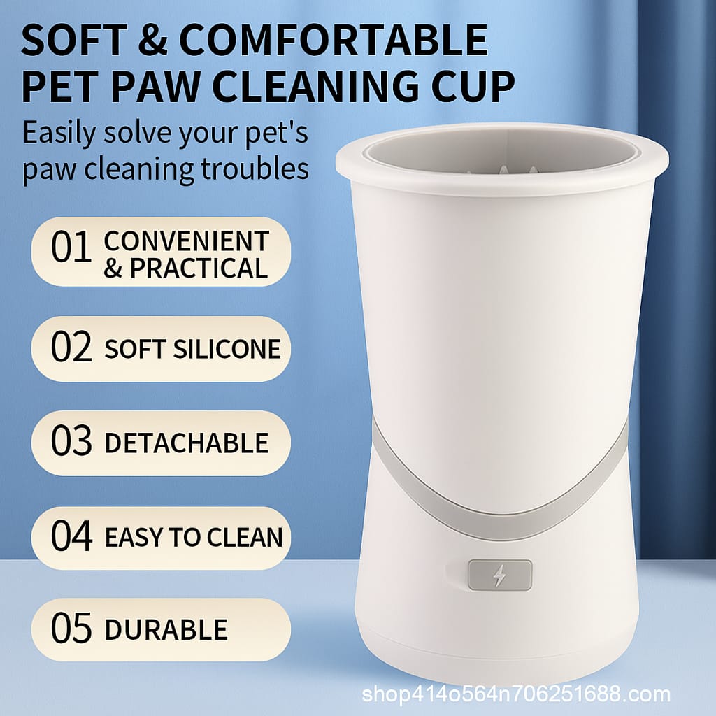 Portable electric paw washer gentle silicone bristles